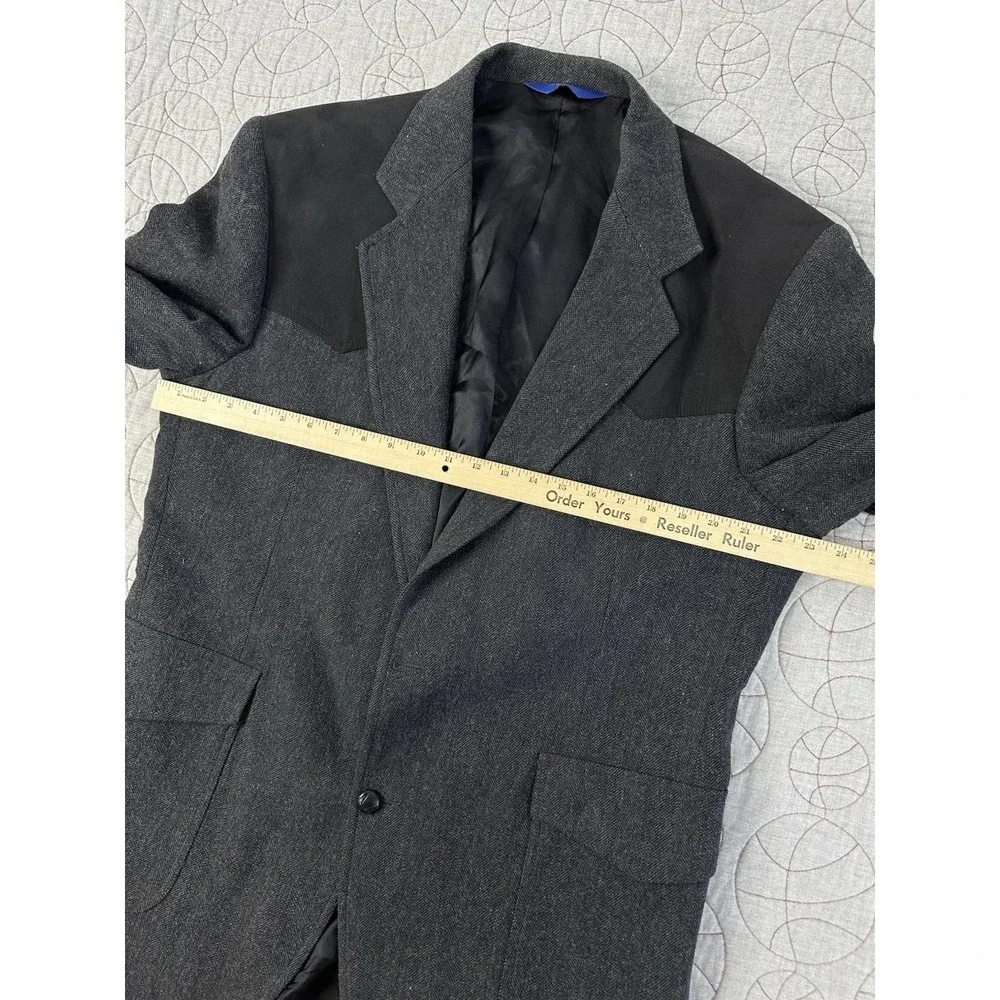 VTG Pendleton Western Suede Yoke Elbow Patches Wool Blazer Herringbone / 44 Long